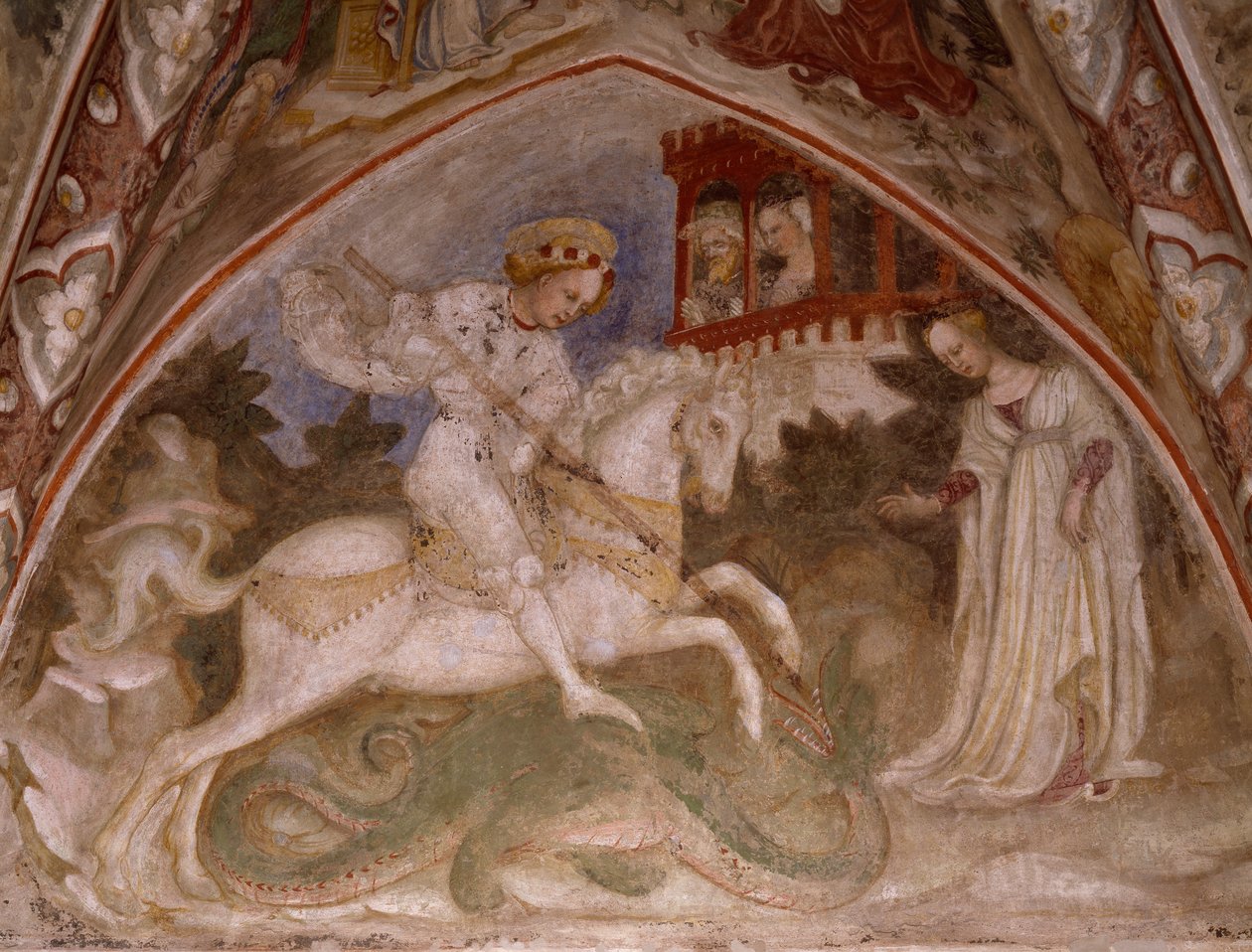 Pyhä Yrjö ja lohikäärme, noin 1460 (fresko) tekijältä Bonifacio Bembo