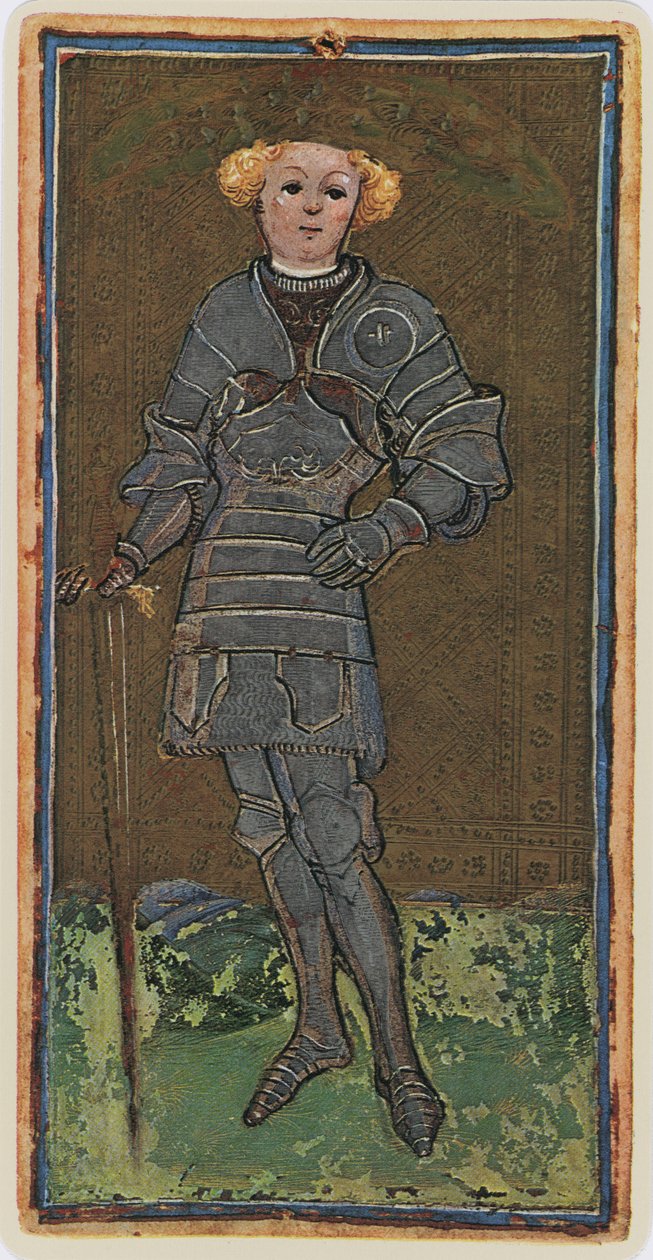 Miekkojen roisto, faksimile Tarot-kortista "Visconti"-pakasta, 1441-47 tekijältä Bonifacio Bembo