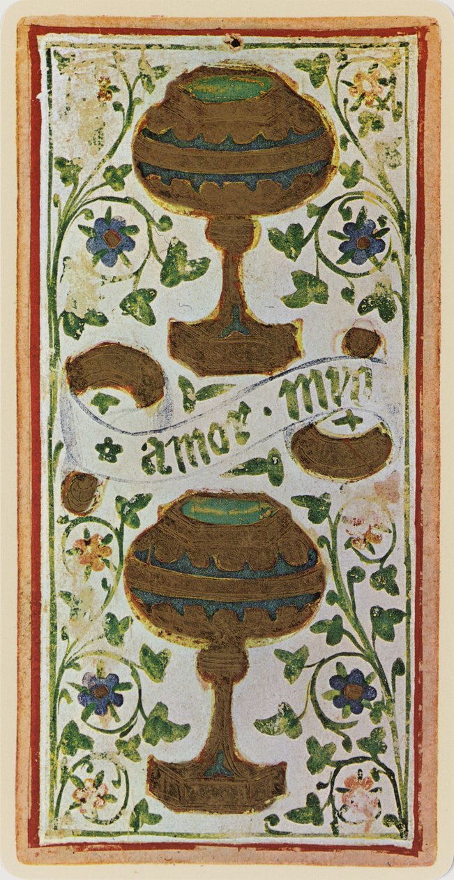 Kakkonen Kuppeja, faksimile tarotkortista Visconti-pakasta, 1441-47. tekijältä Bonifacio Bembo
