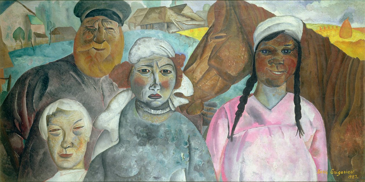 Talonpoikaperhe, 1923 tekijältä Boris Dmitrievich Grigoriev