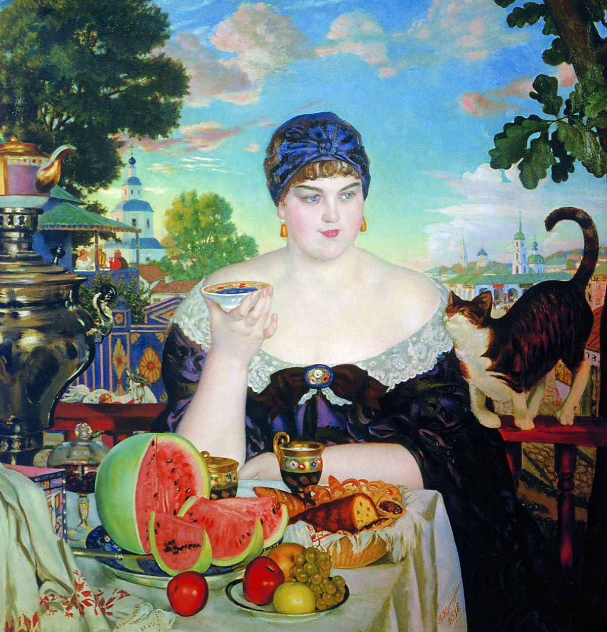 Kauppias Wifes -teatteriaika tekijältä Boris Mikhailovich Kustodiev