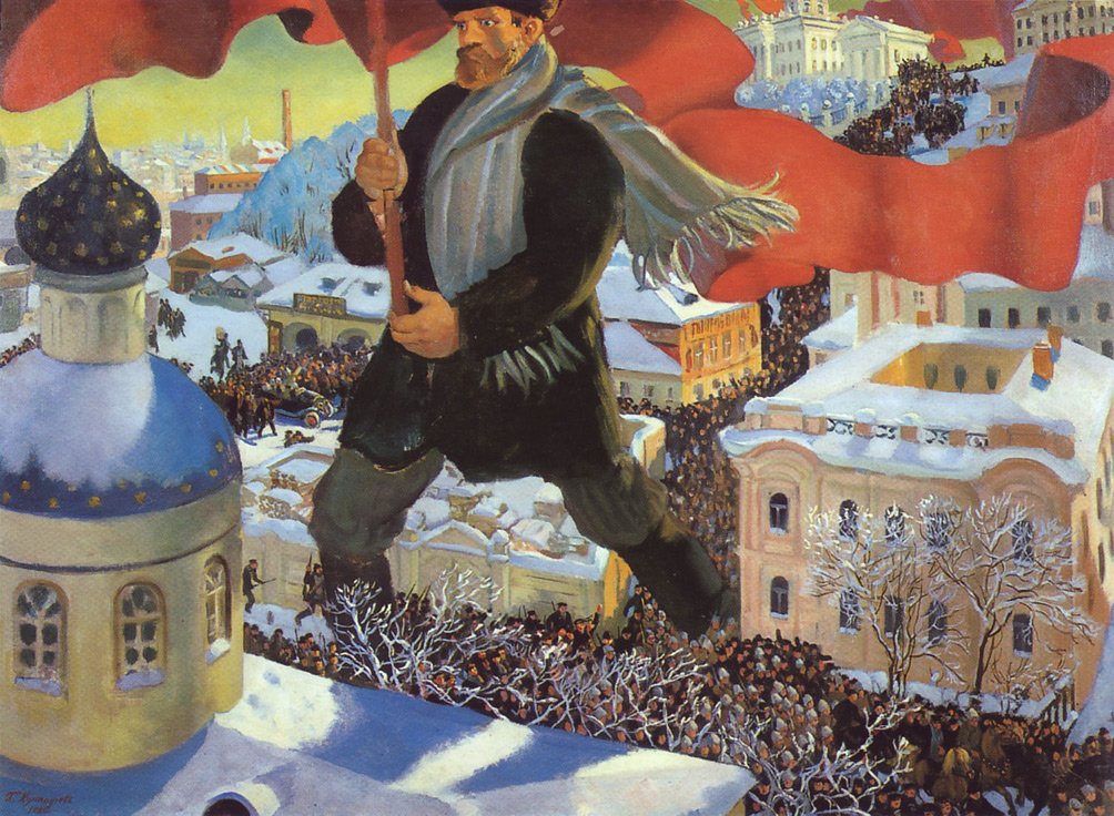 Bolsevikit. tekijältä Boris Mikhailovich Kustodiev