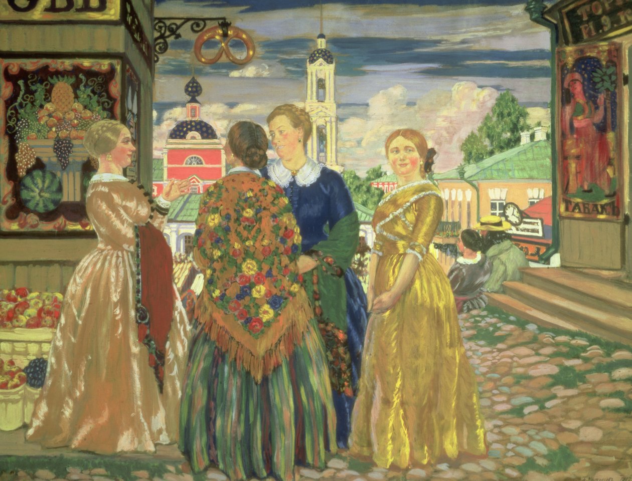 Kauppiaat naiset tekijältä Boris Mikhailovich Kustodiev