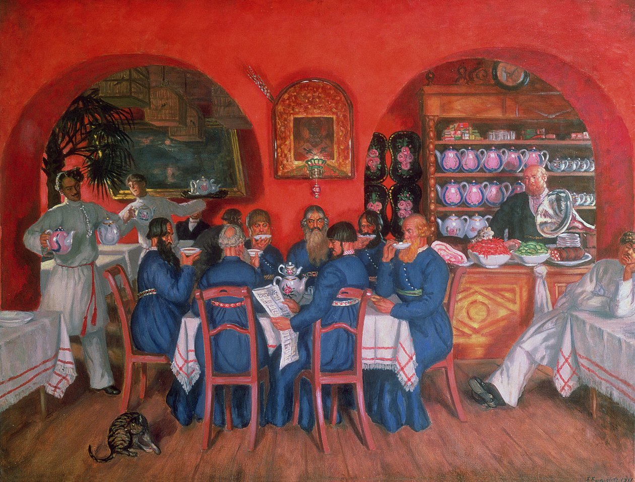 Moskovan kahvila, 1916 tekijältä Boris Mikhailovich Kustodiev