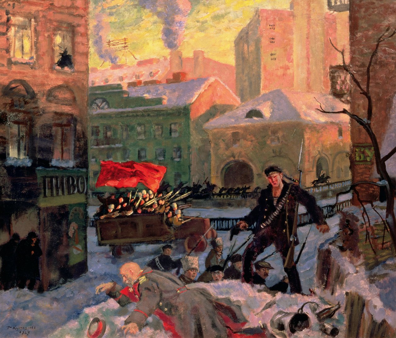 lokakuuta 1917 Petrogradissa tekijältä Boris Mikhailovich Kustodiev