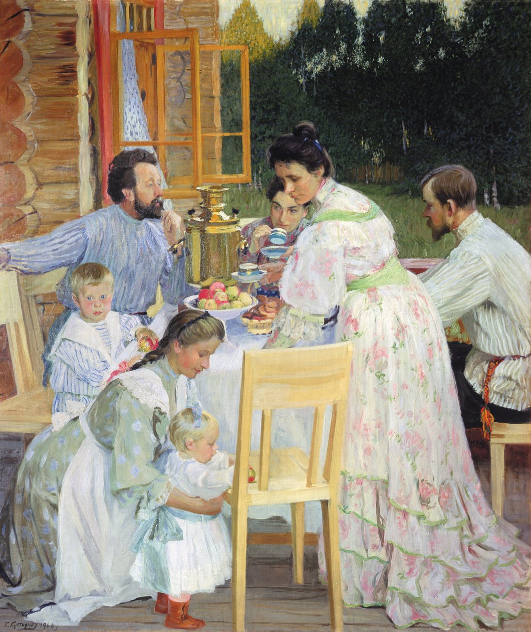 Terassilla, 1906 tekijältä Boris Mikhailovich Kustodiev