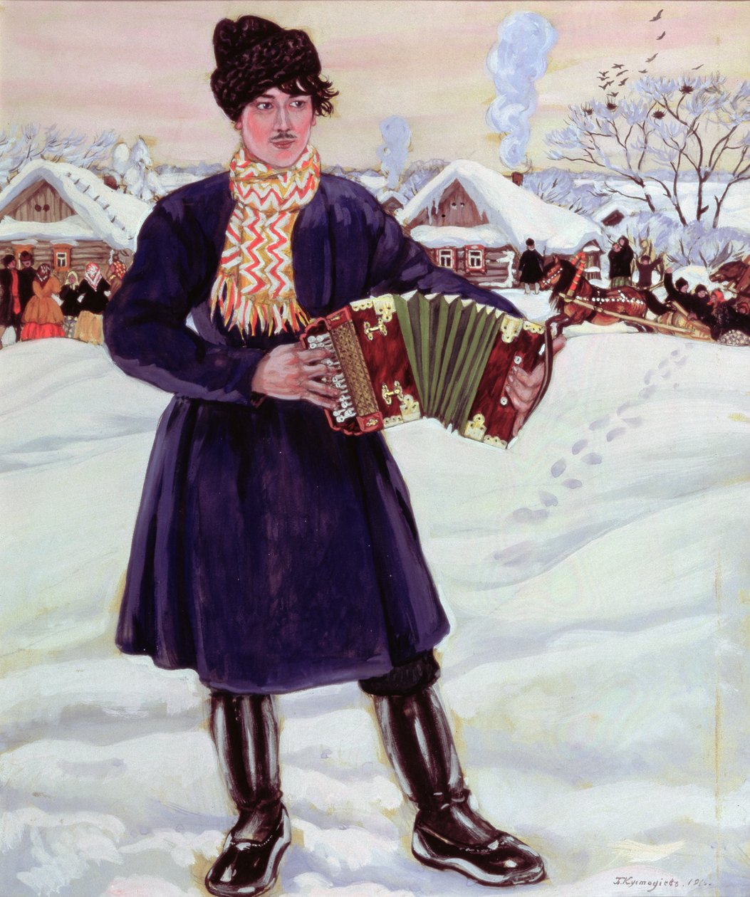 Laskaisuvesi, 1916 (wc ja guassi paperille) tekijältä Boris Mikhailovich Kustodiev