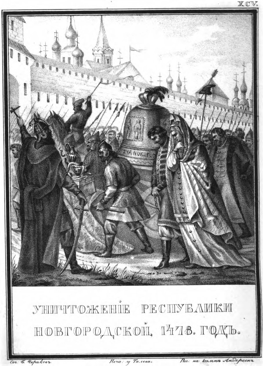 Novgorodin tasavallan kukistuminen, 1478 Kuvitetusta Karamzinista, 1836 tekijältä Boris Artemyevich Chorikov