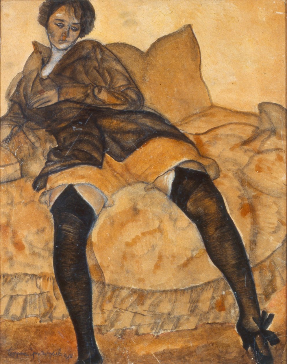 Istuva nainen, c. 1918 tekijältä Boris Dmitrievich Grigoriev
