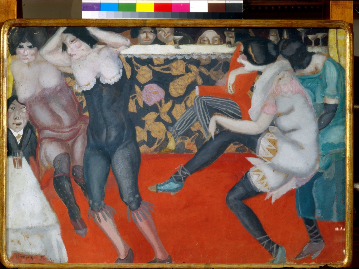Kabareessa - Boris Dmitrievich Grigorjevin (1886-1939) maalaus öljy kankaalle (61x80 cm) tekijältä Boris Dmitrievich Grigoriev