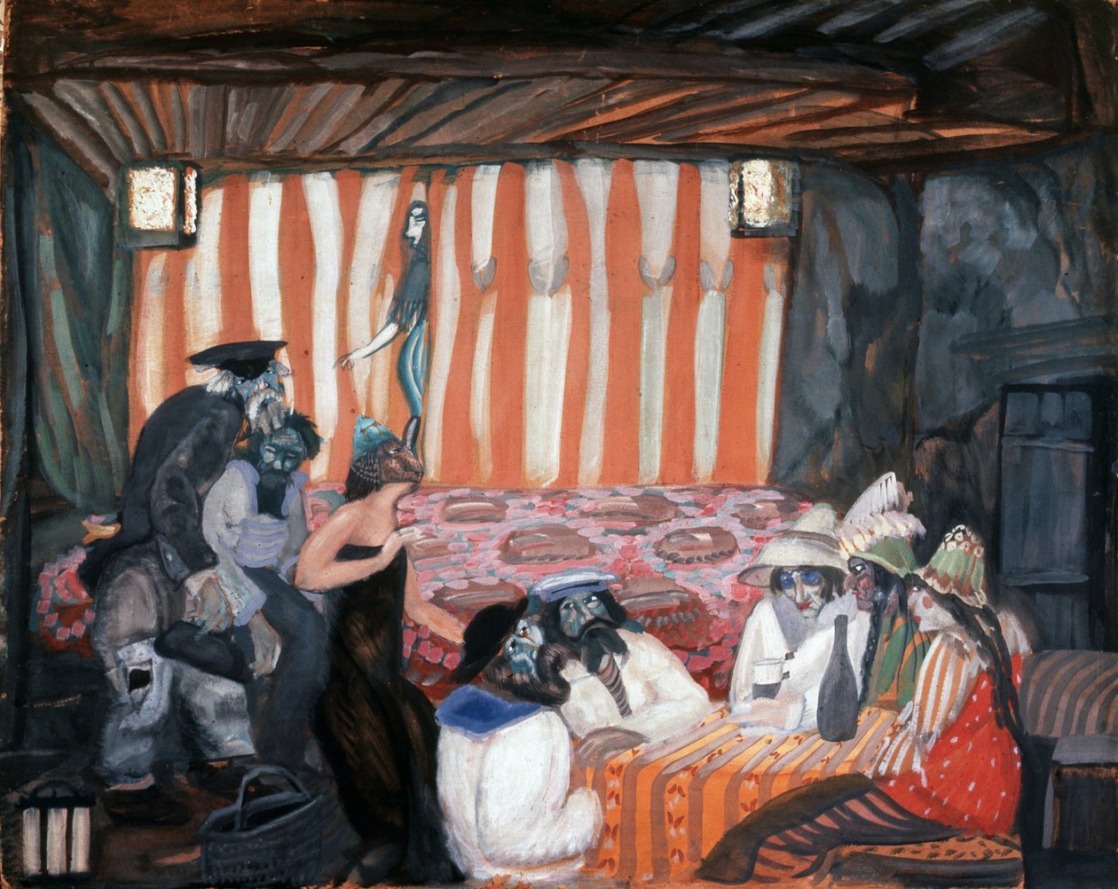 "Kabaree" Boris Grigorjevin (1886-1939) maalaus 1918 Yksityinen kokoelma tekijältä Boris Dmitrievich Grigoriev