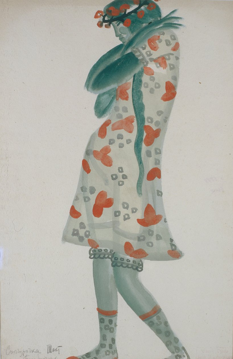 Pukusuunnittelu N. Rimski-Korsakovin oopperaan Snow Maiden, 1919 tekijältä Boris Dmitrievich Grigoriev