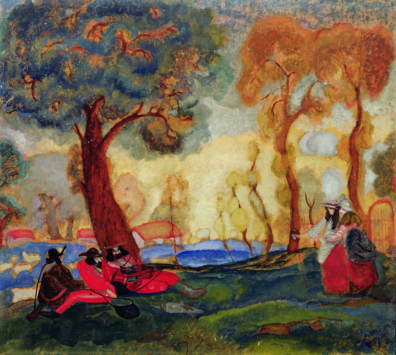 Juutalaiset koomikot lepäävät, 1910-luku tekijältä Boris Dmitrievich Grigoriev