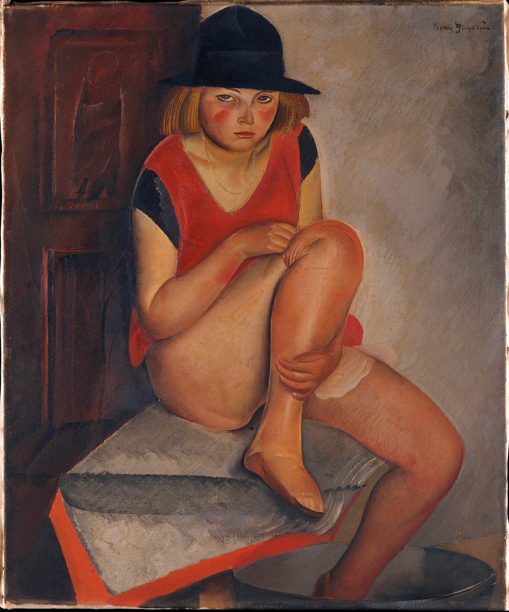 ""La modele"" (The Model) Peinture de Boris Grigoriev (1886-1939) noin 1926 - Öljy kankaalle Koko 72,7x60 cm Metropolitan Museum of Art, New York ©FineArtImage/Leemage tekijältä Boris Dmitrievich Grigoriev
