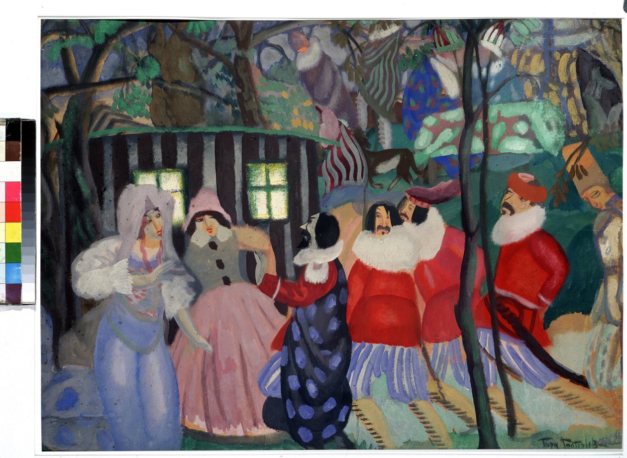 The Conquerors (The Conquerors). Boris Dmitrievich Grigorjevin (1886-1939) työ, guassi pahville tekijältä Boris Dmitrievich Grigoriev