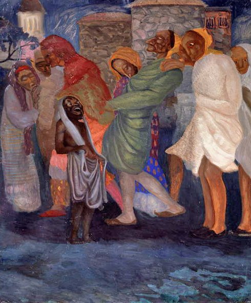 Oopiumin tupakoitsijat idässä, 1910-luku tekijältä Boris Dmitrievich Grigoriev