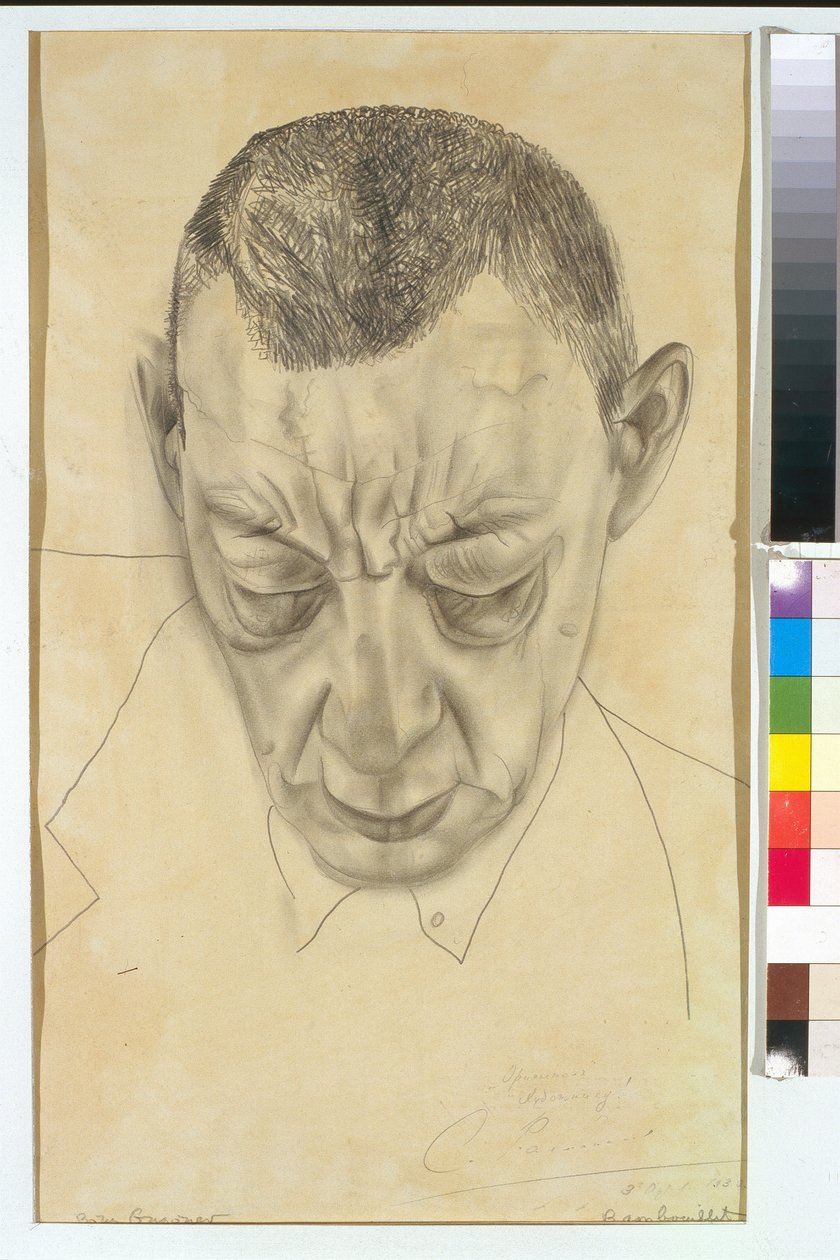 Retrat del compositor Sergei (Serguei) Rachmaninov (Serge Rachmaninoff o Rakhmaninov) (1873-1943) - Obra de Boris Dmitryevich Grigoriev (1886-1939), llapis sobre paper (48x29 cm)finès tekijältä Boris Dmitrievich Grigoriev