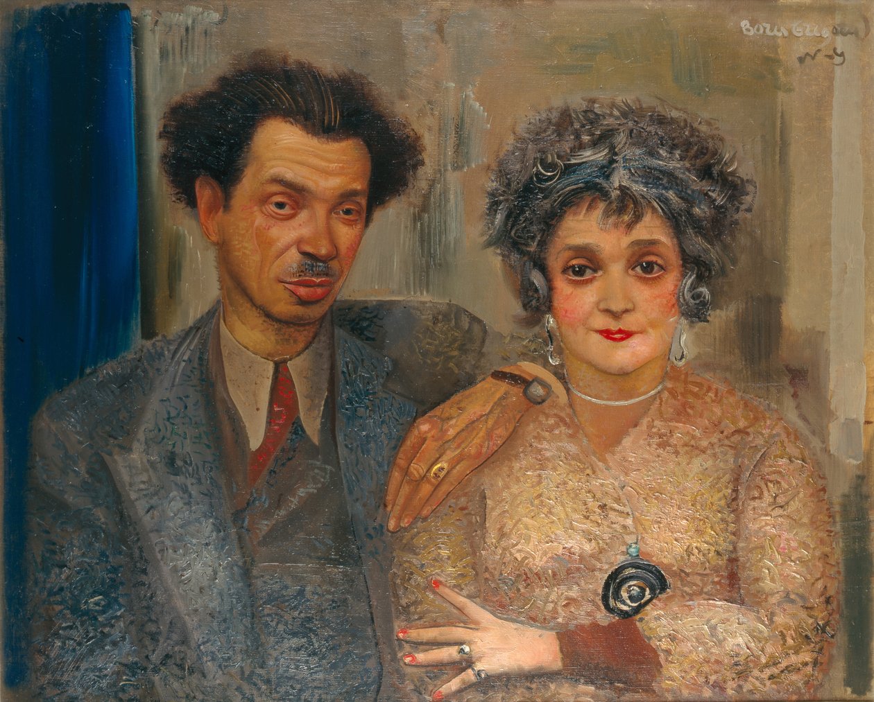 Muotokuva taiteilija Nikiolai Remizov 1887-1975 vaimonsa kanssa, Vuosina 1926-1933 tekijältä Boris Dmitrievich Grigoriev