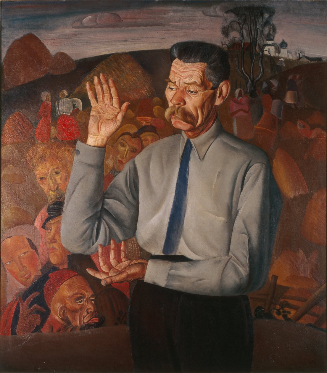 Kirjailija Maksim Gorkin muotokuva 1868-1939, 1926 tekijältä Boris Dmitrievich Grigoriev