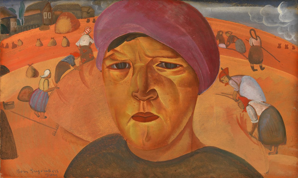 Venäjän talonpoikanainen sarjasta Venäjän kasvot, 1923 tekijältä Boris Dmitrievich Grigoriev