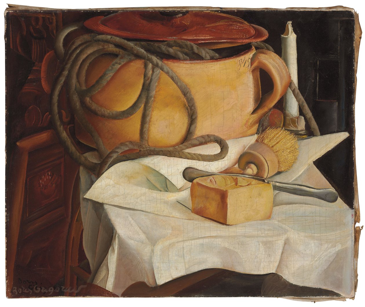 Asetelma kynttilän kanssa tekijältä Boris Dmitrievich Grigoriev