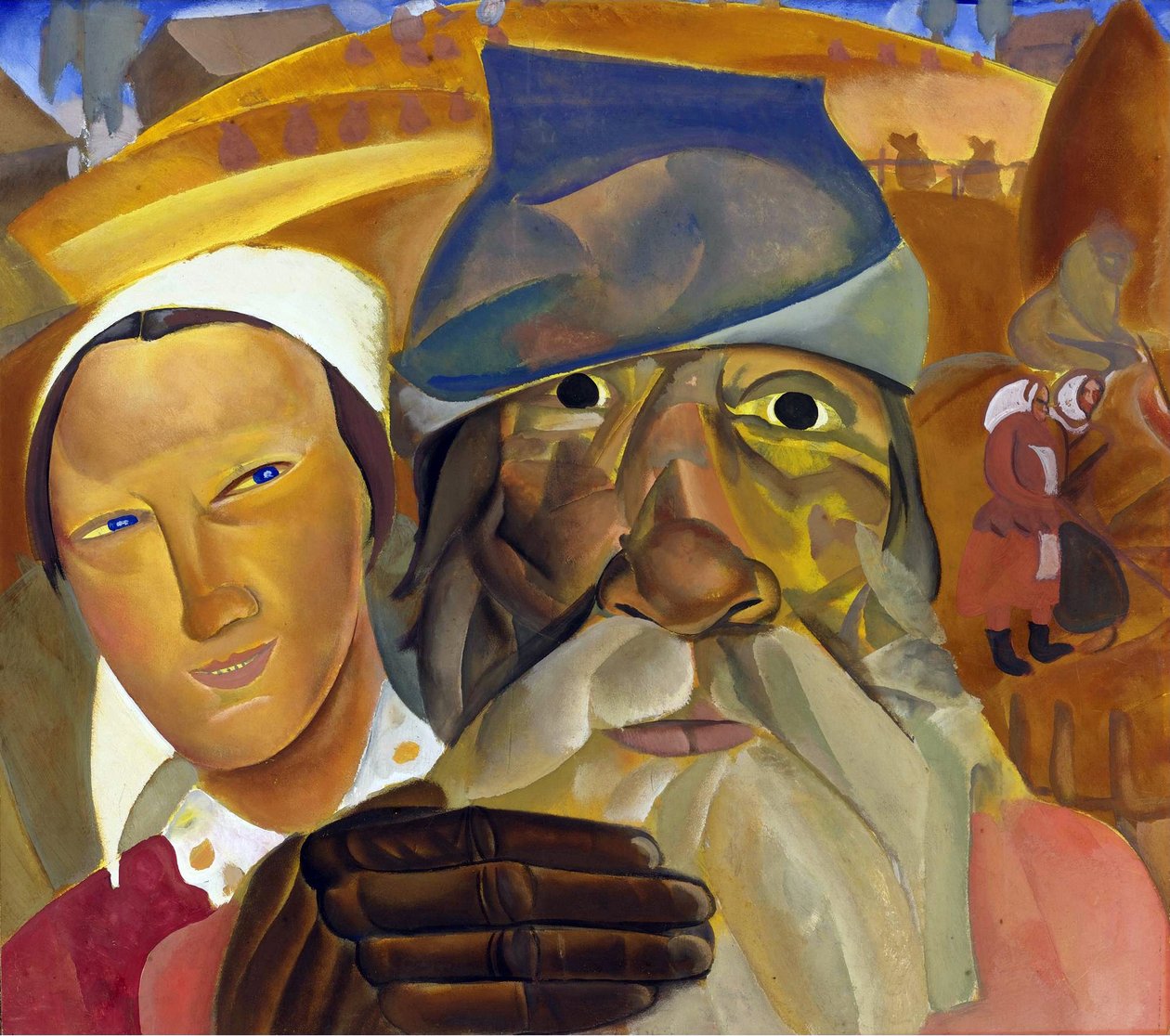 Venäjän kasvot: Grigorjev, Boris Dmitrievich (1886-1939). Guassi paperille, koko: 50,5x56,5 tekijältä Boris Dmitrievich Grigoriev
