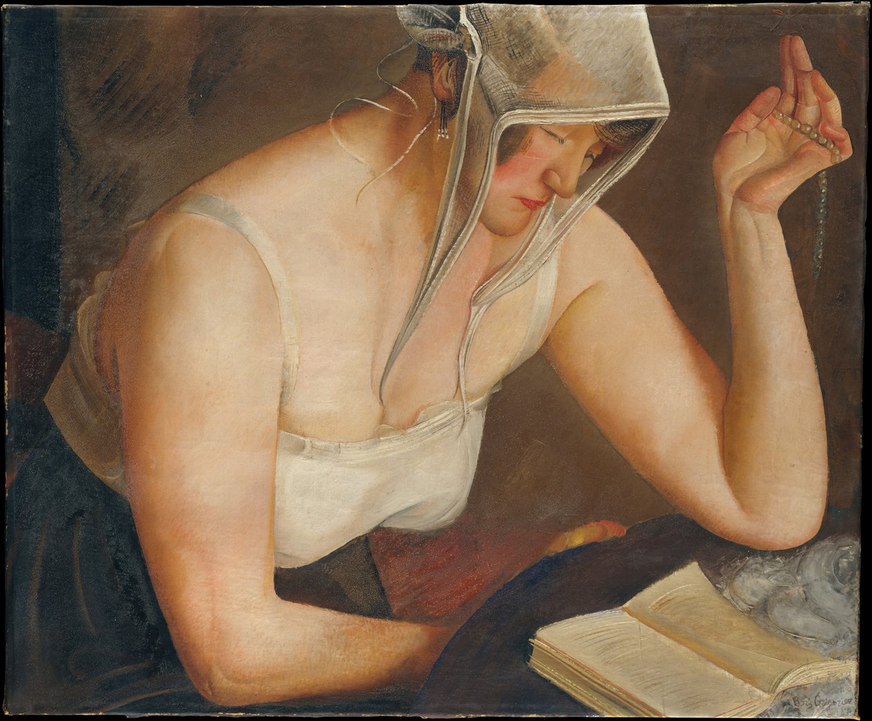 Lukeva nainen, c. 1922 tekijältä Boris Dmitrievich Grigoriev