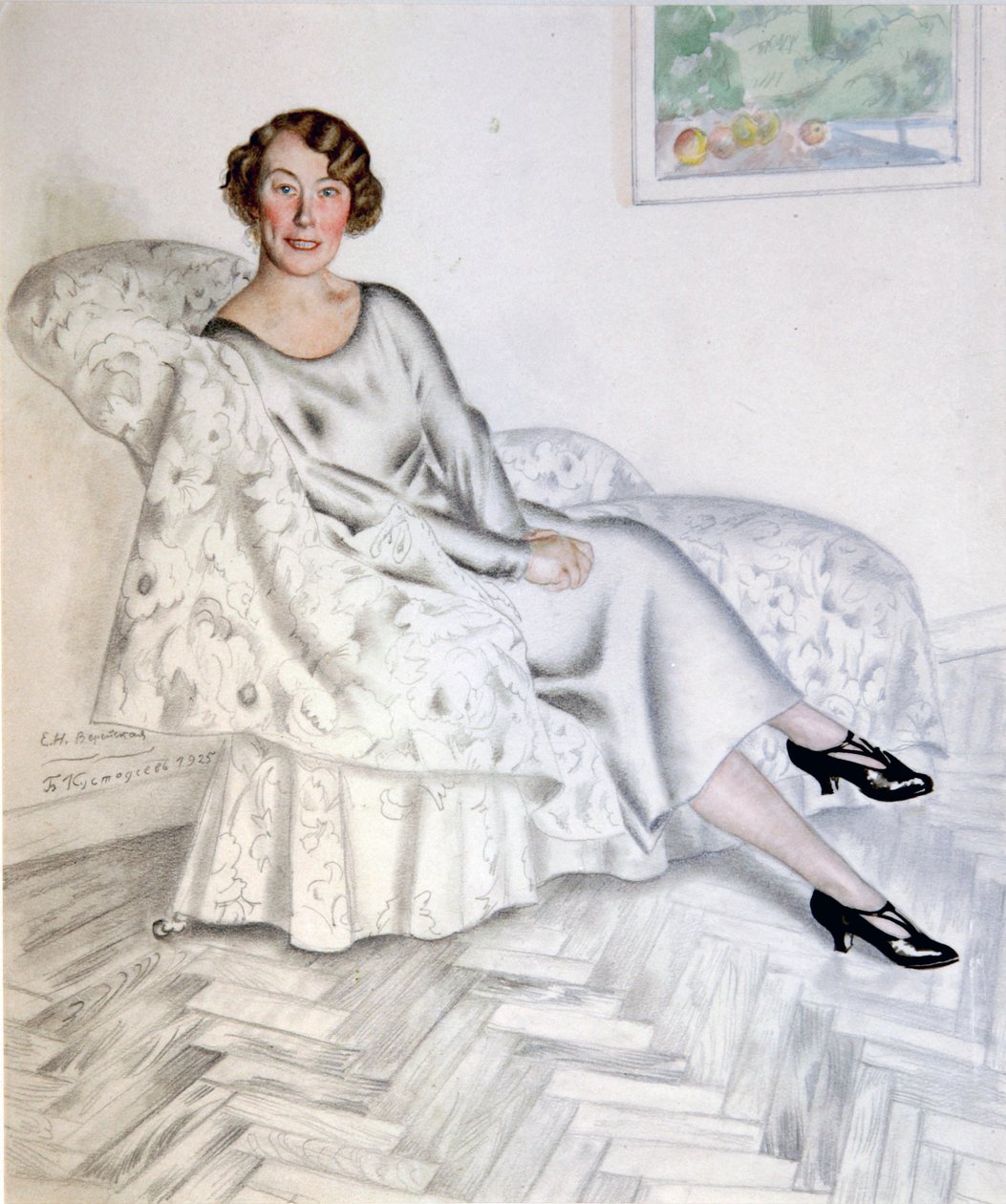 Lady in Interior, 1925. tekijältä Boris Mikhailovich Kustodiev