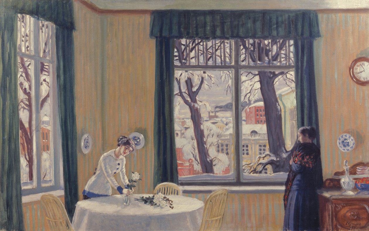 Huoneessa. Talvi, 1915 tekijältä Boris Mikhailovich Kustodiev