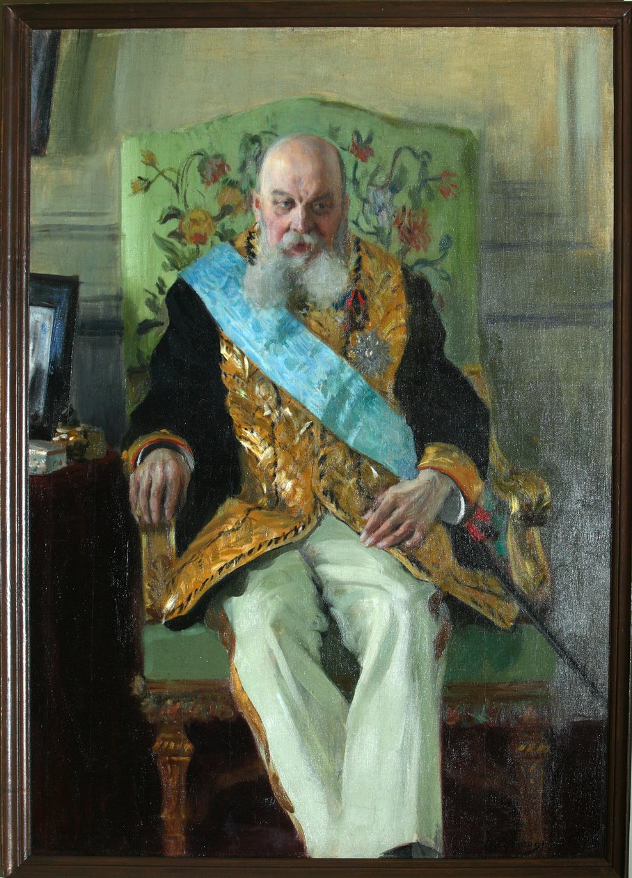 Kreivi Dmitri Martynovitš Solskin muotokuva 1833-1910, 1908 tekijältä Boris Mikhailovich Kustodiev
