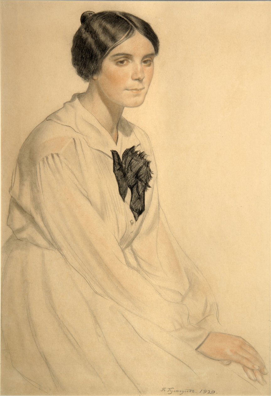 Xenia Nikolaevna Semenova Skalovan muotokuva, 1920 tekijältä Boris Mikhailovich Kustodiev