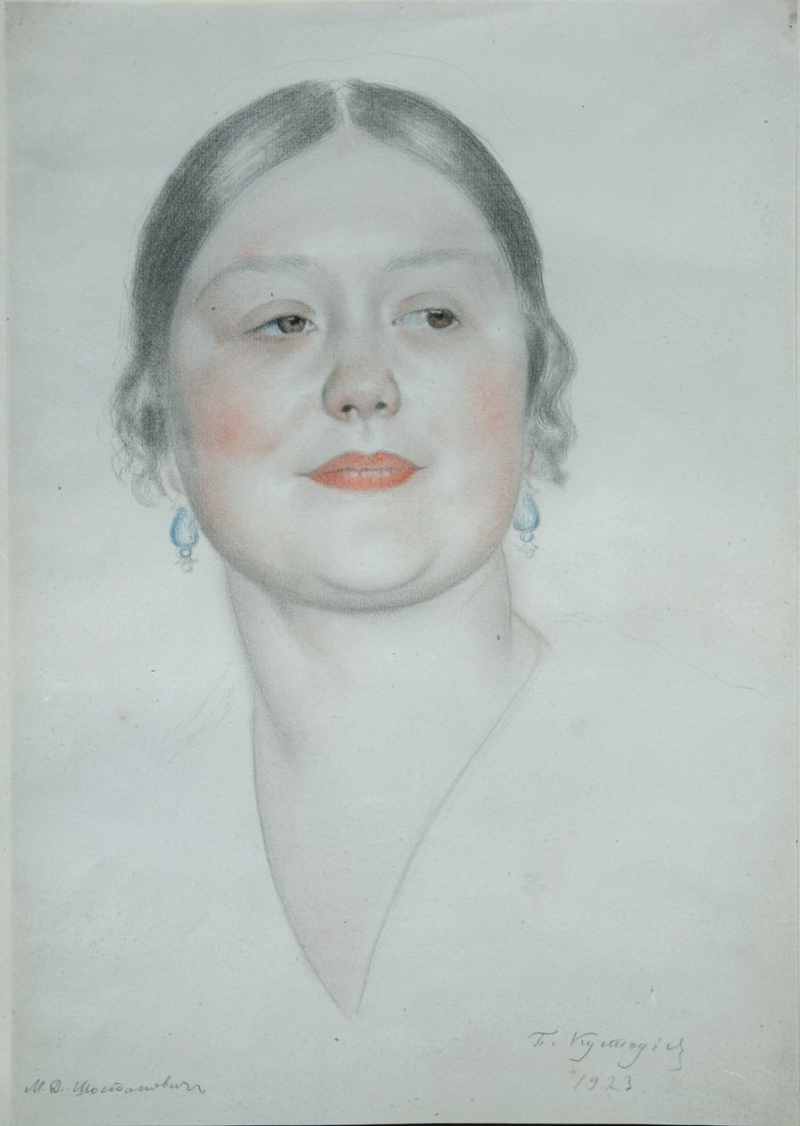 Maria Dmitrievna Šostakovitšin muotokuva, 1923 tekijältä Boris Mikhailovich Kustodiev