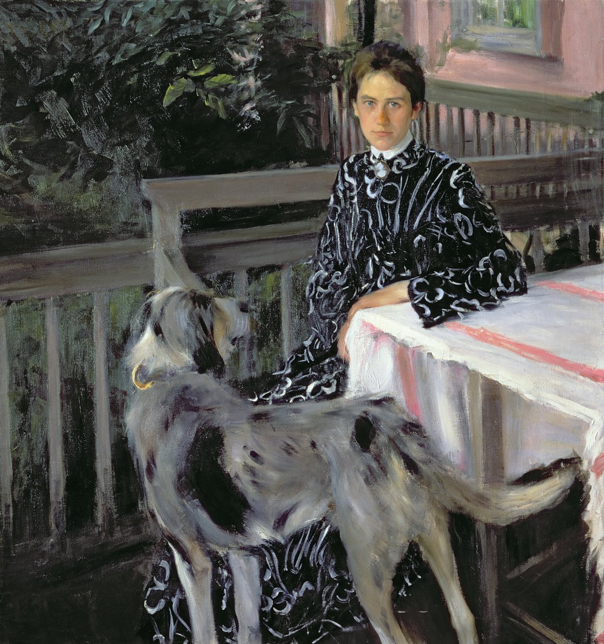 Taiteilijan vaimon Julia Jevstafjevna Kustodieva (1880-1942) muotokuva, 1903 tekijältä Boris Mikhailovich Kustodiev
