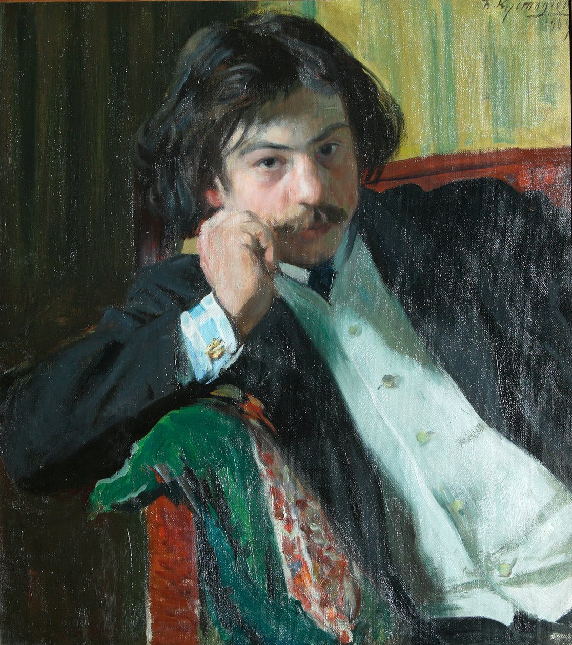 Muotokuva runoilija Janko Lavrinista 1887-1986, 1909 tekijältä Boris Mikhailovich Kustodiev