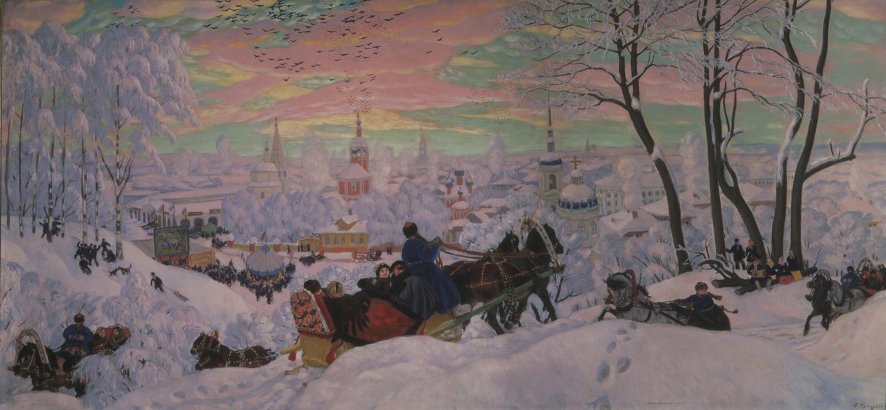 Laskiaisjuhla, 1916 tekijältä Boris Mikhailovich Kustodiev