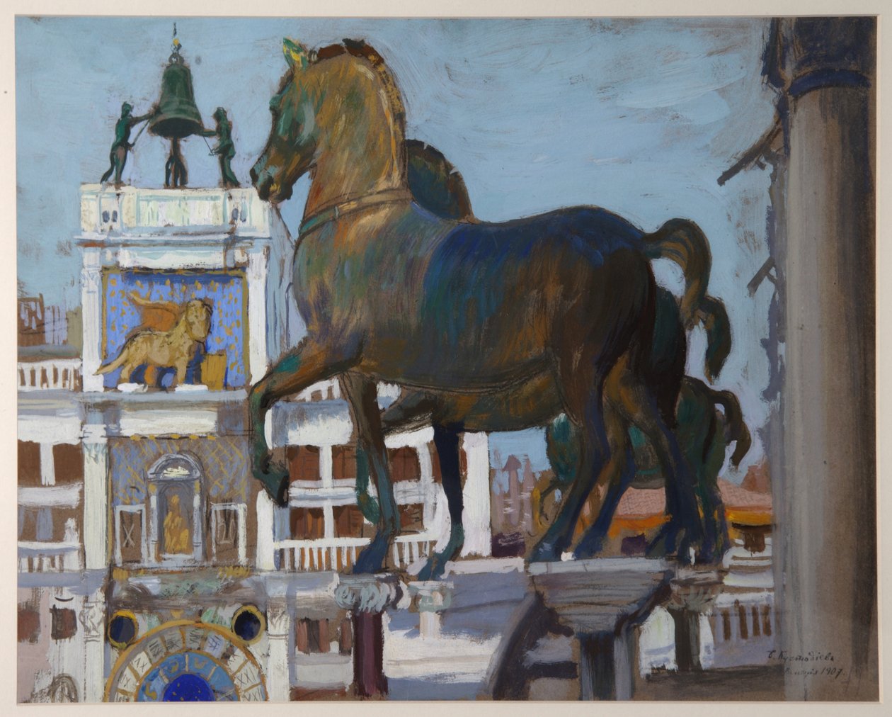 San Marcon hevoset, 1907 tekijältä Boris Mikhailovich Kustodiev