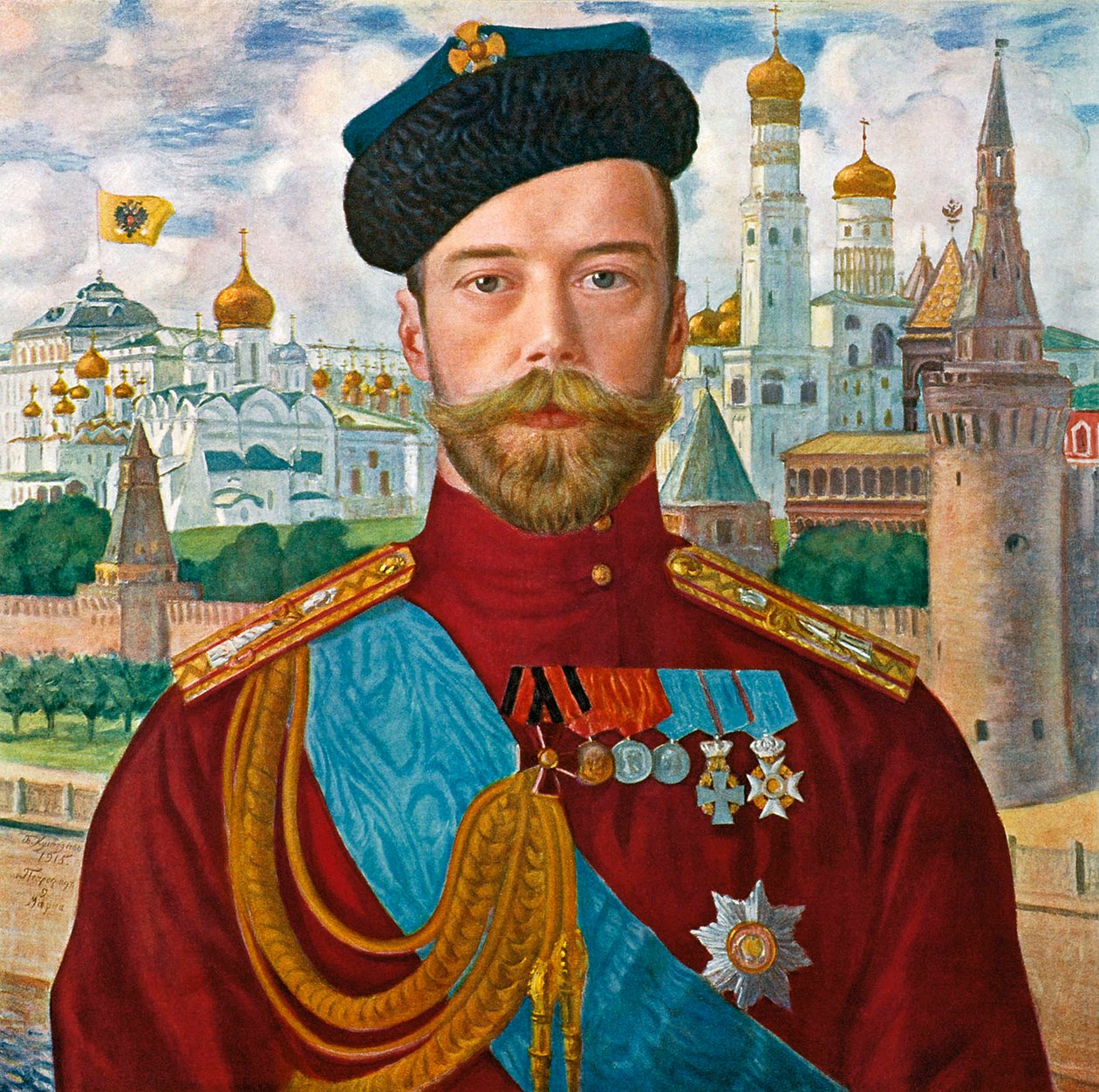 Venäjän tsaari Nikolai II, 1915. tekijältä Boris Mikhailovich Kustodiev
