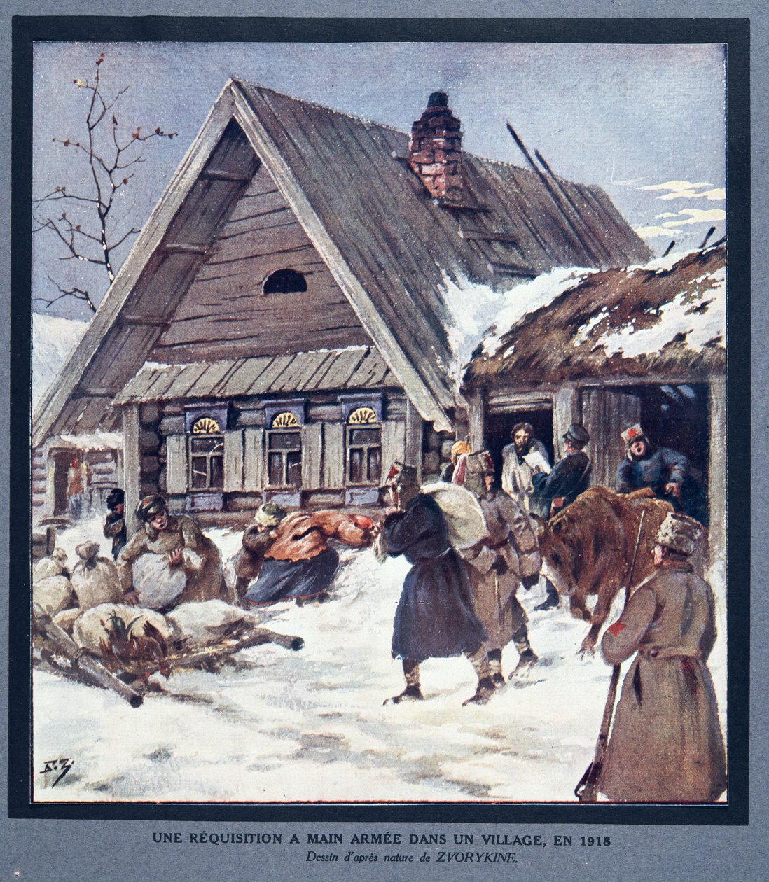 Asevoimien tarvikkeita kylässä tekijältä Boris Vasilievich Zvorykin