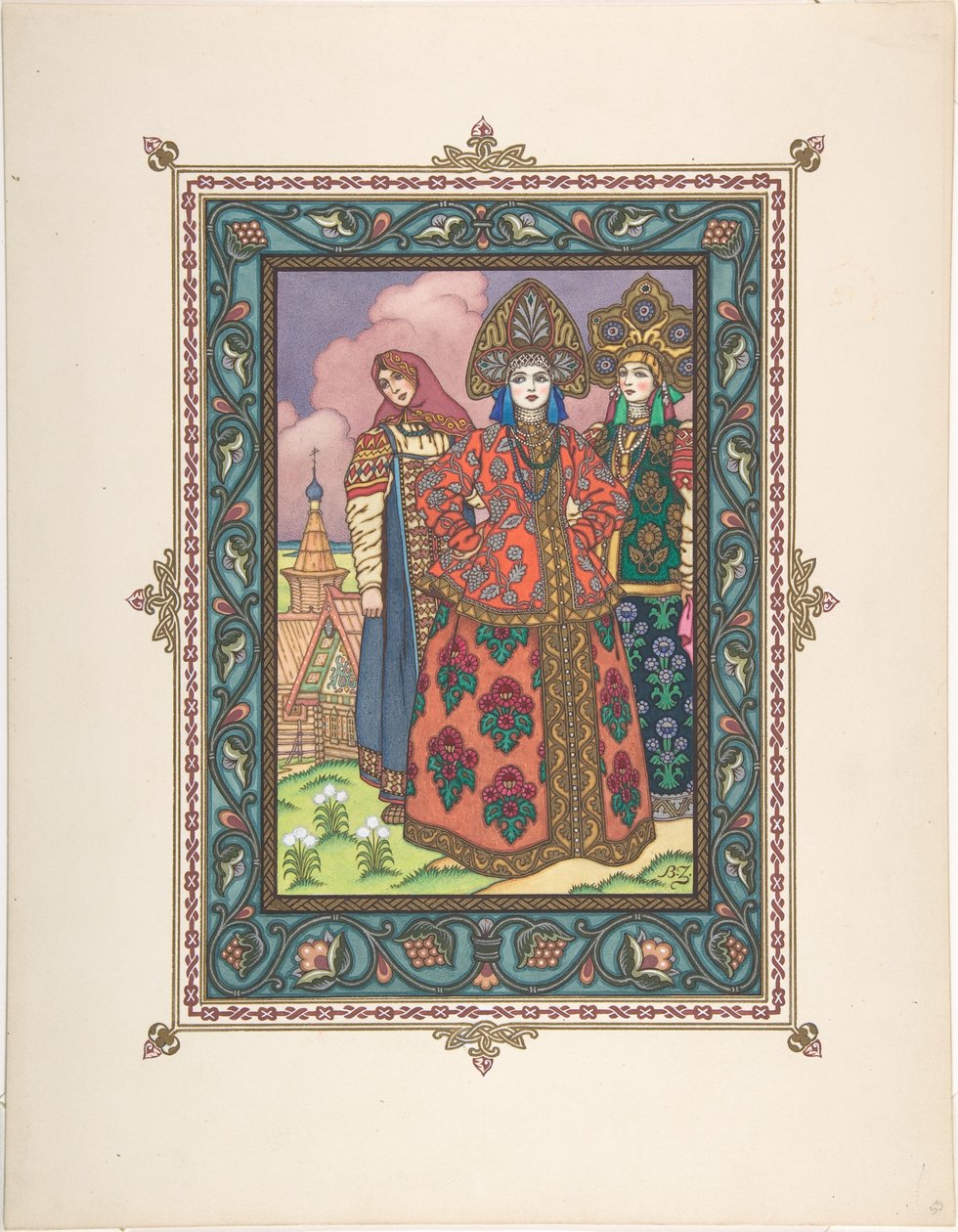 Kuvitus satuun Vasilisa Kaunis, n. 1925 tekijältä Boris Vasilievich Zvorykin