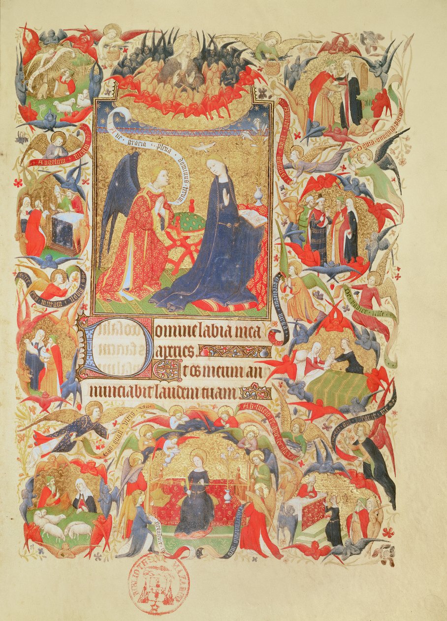 Ms 469 f.13 Ilmoitus ja jaksot neitsyen elämästä tekijältä Boucicaut Master