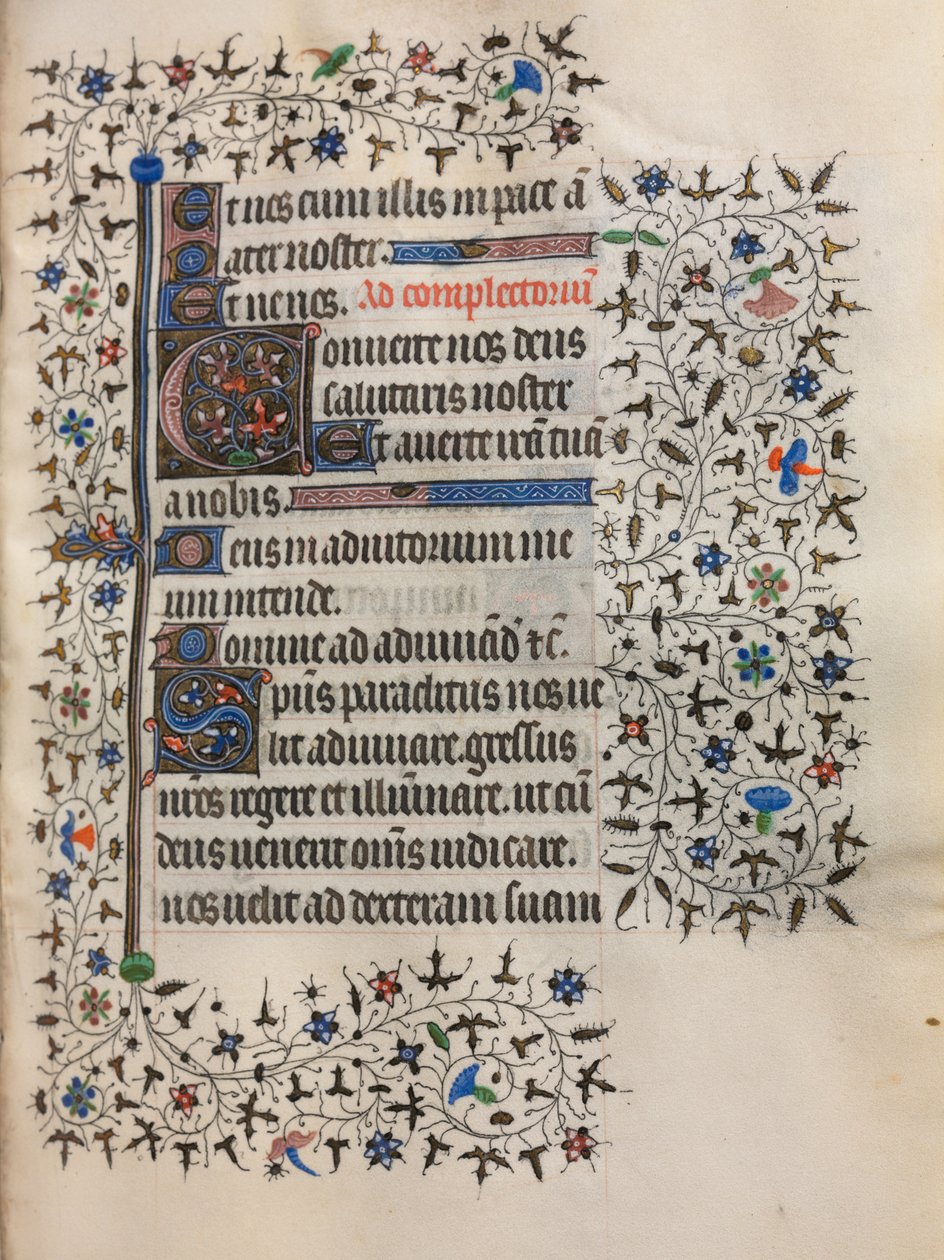 Tuntikirja Parisin käyttö: koristeltu alkukirjain, n. 1420. tekijältä Boucicaut Master