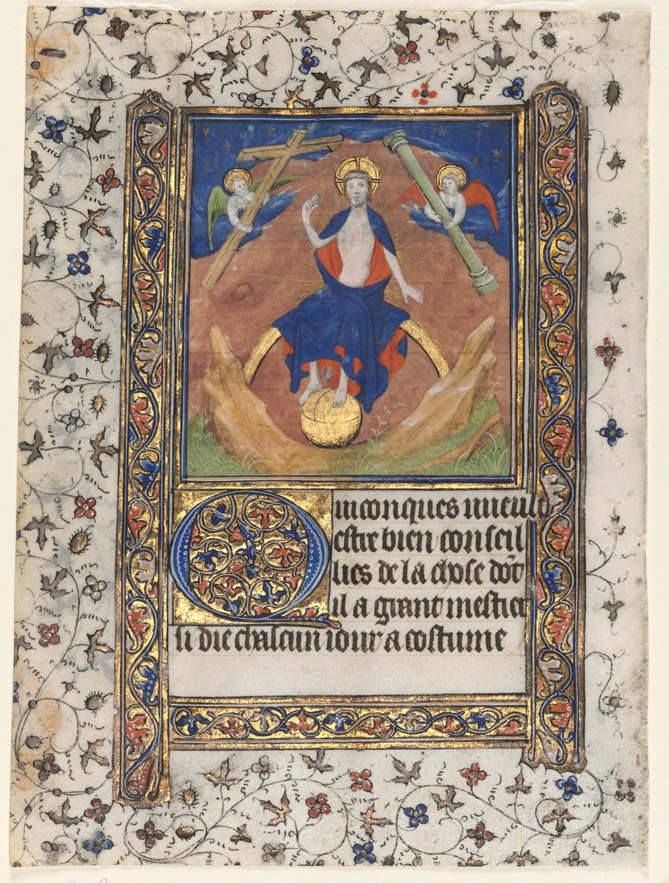 Lehti tuntikirjasta: Kristus tuomiossa, n. 1415. tekijältä Boucicaut Master