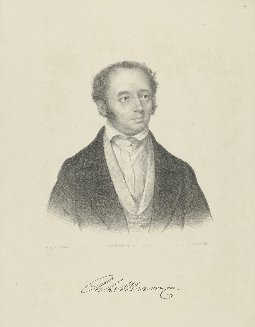 Adolph Bernhard Marxin muotokuva 1795-1866, n. 1830-1840. tekijältä Breitkopf and Härtel