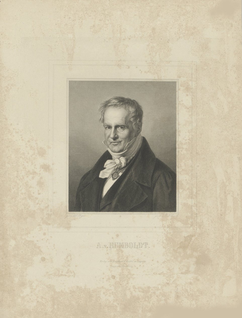 Alexander von Humboldtin muotokuva 1769-1859, n. 1850. tekijältä Breitkopf and Härtel