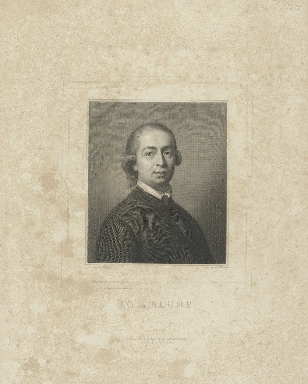 Johann Gottfried von Herderin muotokuva 1744-1803, n. 1830-1840. tekijältä Breitkopf and Härtel