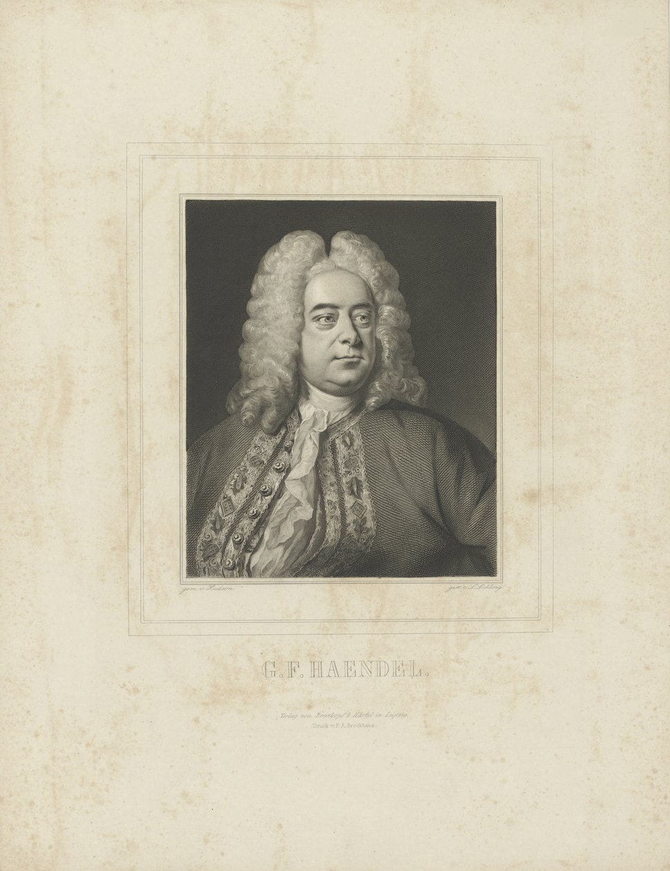 Säveltäjä Georg Friedrich Haendelin muotokuva 1685-1759, n. 1840. tekijältä Breitkopf and Härtel
