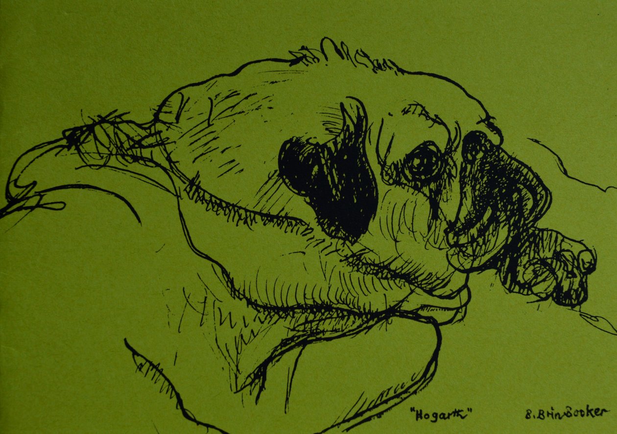 "Hogarth" (muste vihreälle paperille) tekijältä Brenda Brin Booker