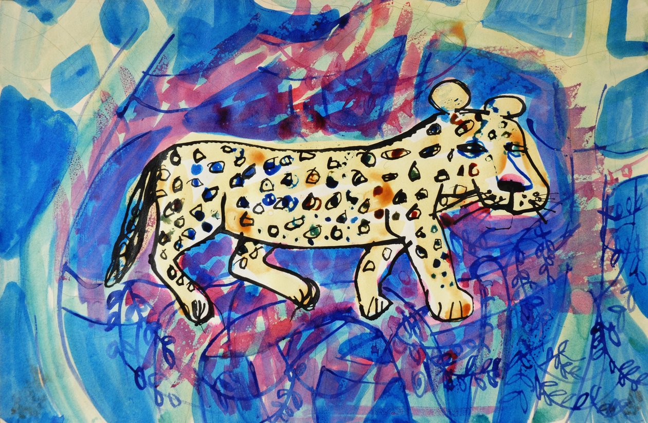 Leopard (akryylijulisteväri ja värilliset musteet) tekijältä Brenda Brin Booker