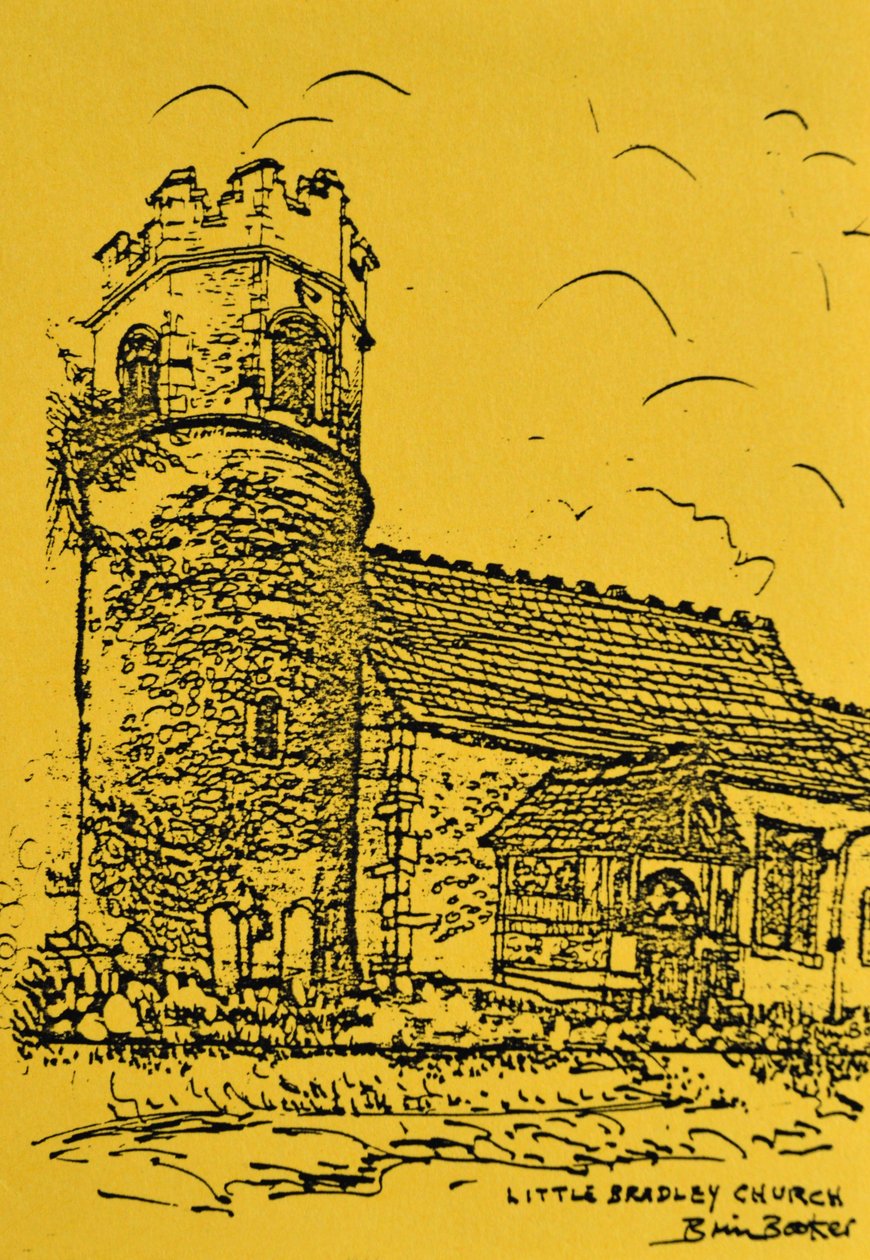Little Bradley Church, Suffolk (muste keltaiselle paperille) tekijältä Brenda Brin Booker