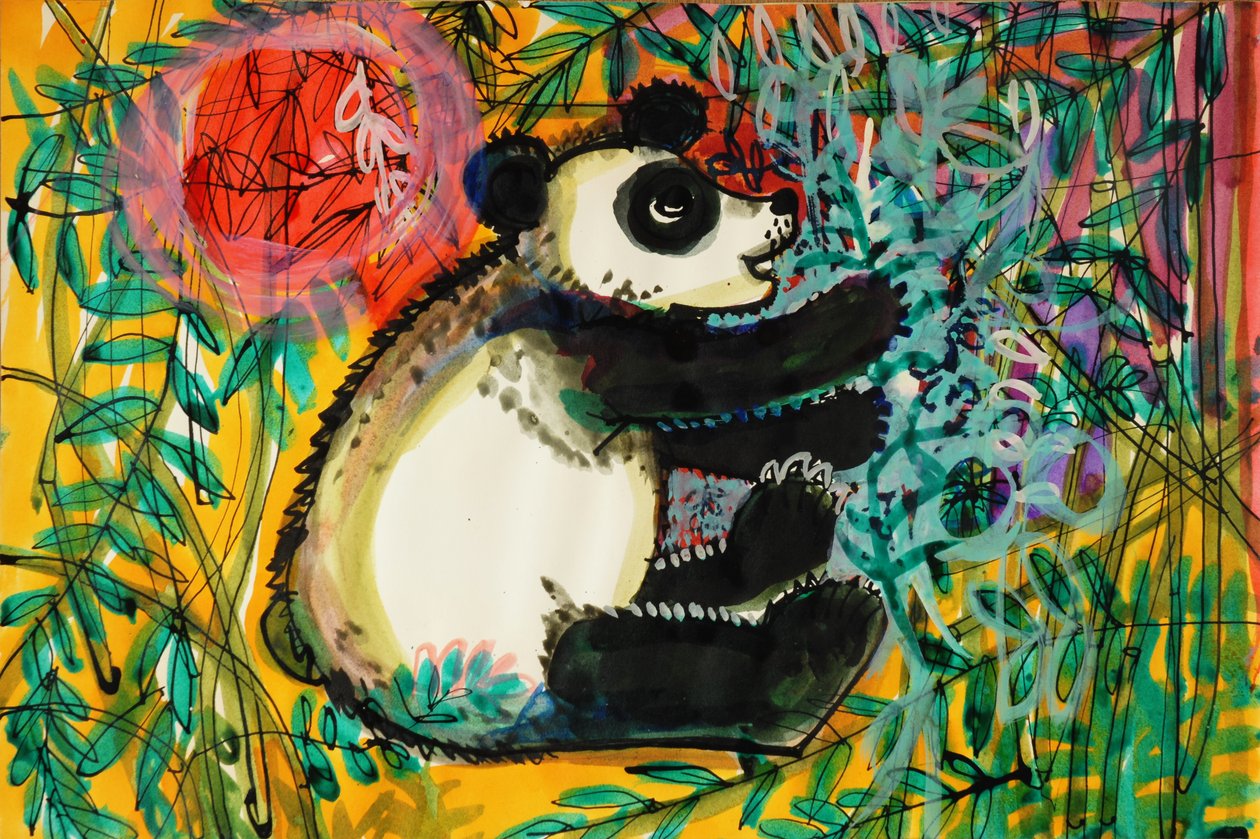 Panda (akryylijulisteväri ja värilliset musteet) tekijältä Brenda Brin Booker
